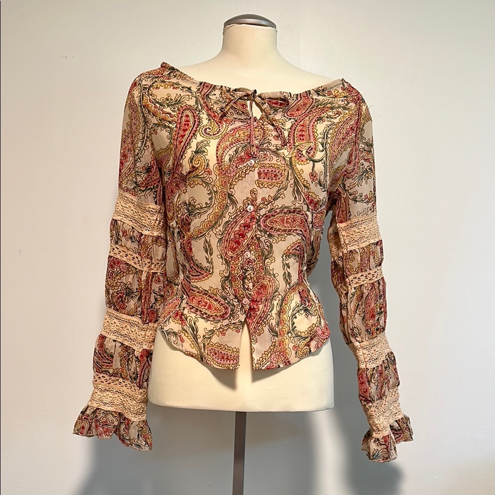 Vintage Paisley and Lace Women's Top